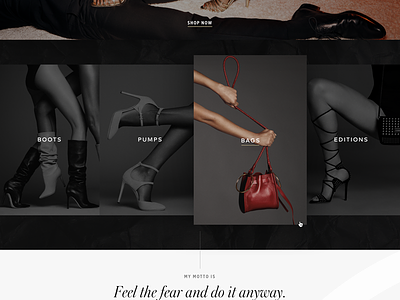 Tamara Mellon Design Exploration: Homepage Detail 2 dark ecommerce fashion high-end homepage hover landing page luxury luxury brand minimal shoes shopify