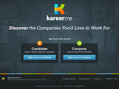 Kareer.me Landing Page is Live! culture employment jobs kareer kareer.me landing landing page page recruiting san diego sign up signup startup