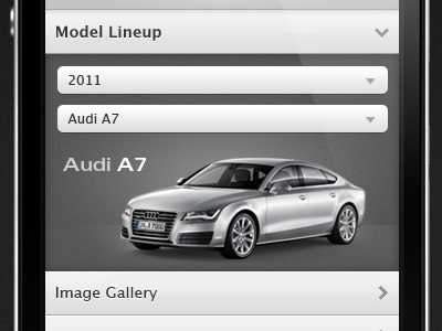Mobile Site audi dropdown filter interface iphone mobile