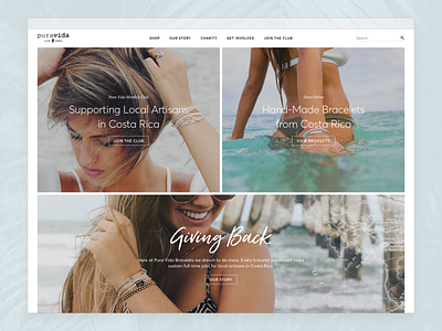 Pura Vida Design Exploration: Homepage ecommerce homepage landing page lifestyle marketing shopify
