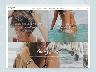 Pura Vida Design Exploration: Homepage