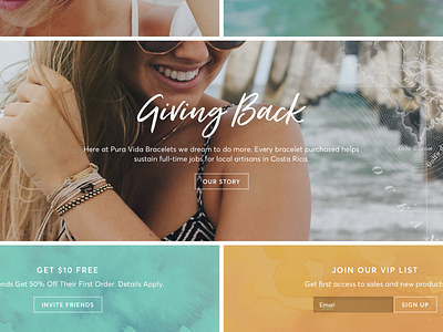 Pura Vida Design Exploration: Homepage Detail ecommerce homepage landing page lifestyle marketing shopify shopping