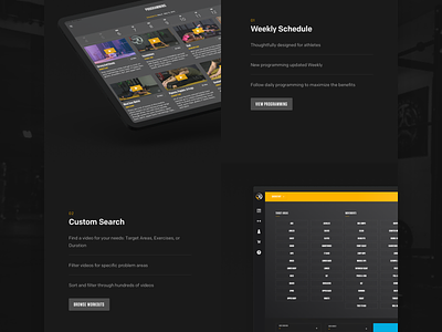 Romwod: Features Design Exploration app conversion crossfit dark features landing page layout marketing san diego tour walkthrough