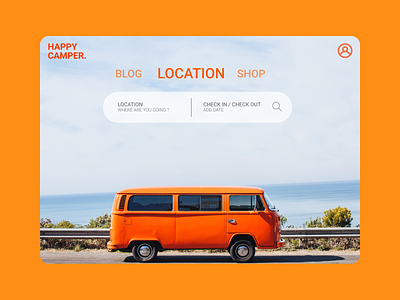 Happy Camper - Campsite for Camper , 2 Shots for practice camping travel webdesign