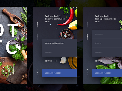 Otto Login app food minimal restaurant ui