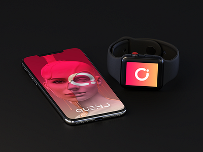 Queno apple watch iphonex pink splash screen ui