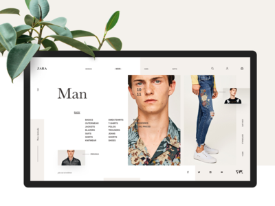 Zara fashion minimal ui website white zara