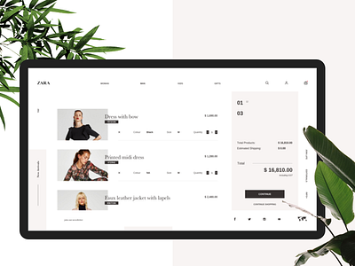 Cart add cart fashion minimal ui website white zara