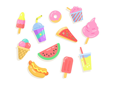 Festival Food fast food flat freepik hot dog ice cream illustration pizza