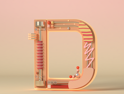 3D letter of D 3d c4d render