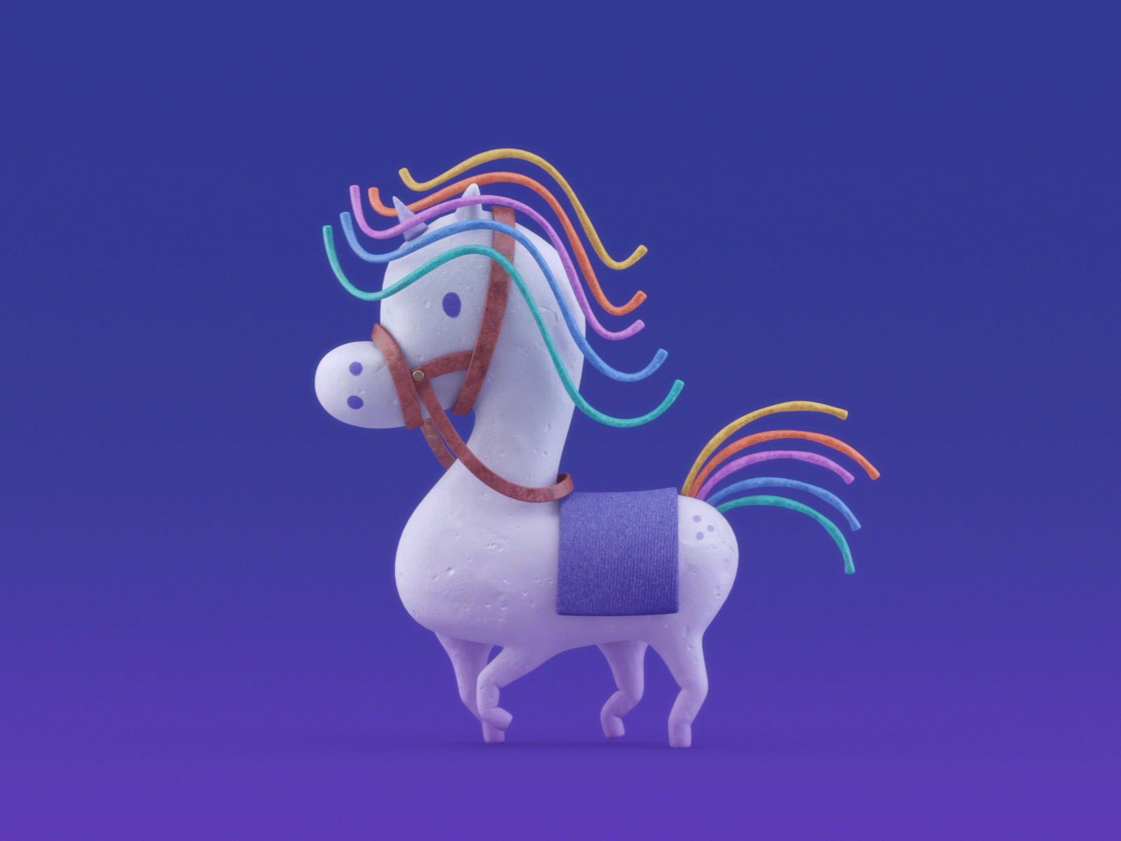 Rainbow Trot 3d 3d art animation cinema 4d illustration lighting mograph rainbow texture unicorn