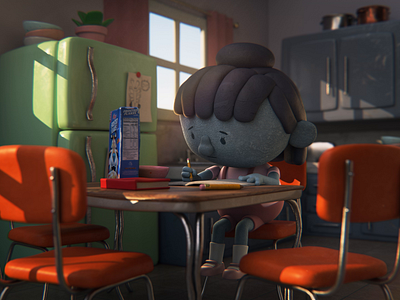 Morning Homework 3d art animation character cinema 4d design illustration lighting mograph