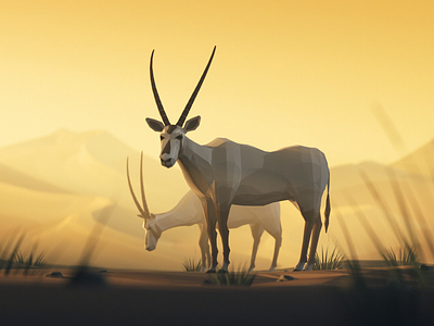 Arabian Oryx 3d art animation arabian oryx character cinema 4d illustration lighting low poly mograph