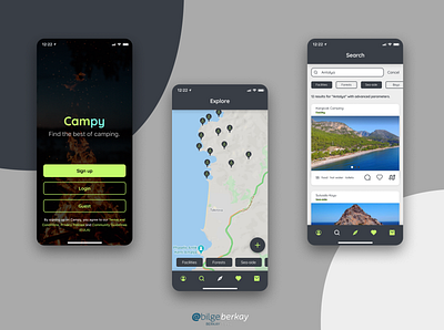 Campy UI Design design minimal mobile mobile app product design ui uidesign uiux uiuxdesign ux vector