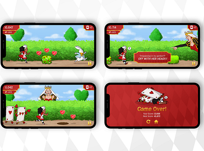 Rabbit Run Game Screens aliceinwonderland app design character design. mobile game characterdesign game art game ui illustration mobile game