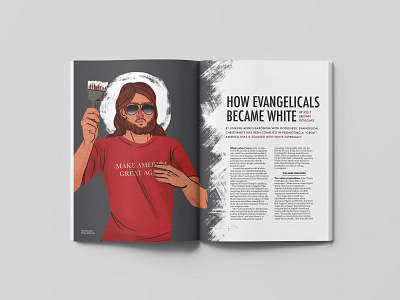 How Evangelicals Became White Front Page illustration illustration art illustration design layoutdesign magazine article magazine design social justice sojourners