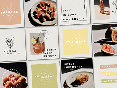 ETHEREAL INSTAGRAM - POST AND STORY TEMPALTES branding brown canva template elegant facebook instagram for business instagram pack instagram post instagram puzzle instagram story instagram template kraft social media pack vintage