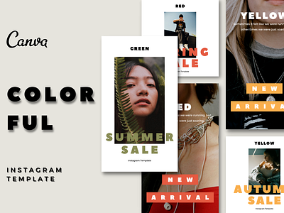 COLORFUL Instagram Template branding branding design canva mockup canva template facebook instagram pack instagram post instagram story instagram template