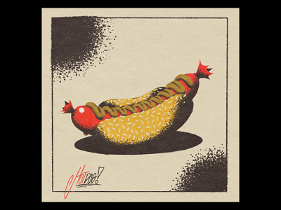 A hot dog a day digital illustration food illustration hot dog illustration lettering procreate