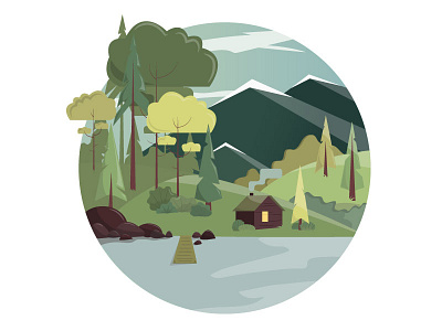 forest design flat illustration vector web