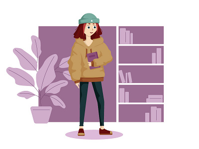 girl with book book cartoon design flat girl graphic design illustration illustrator minimal vector web