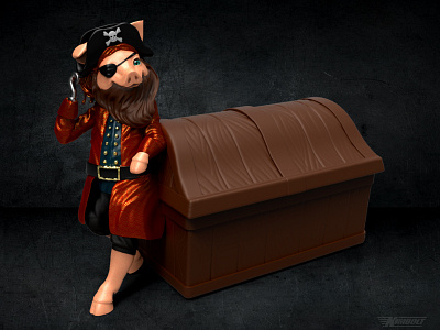 Pirate Piggybank 3d 3d modeling 3d print 3d printing keyshot zbrush