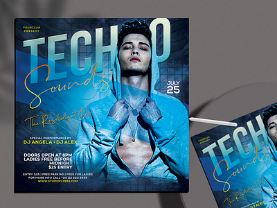 Techno Sound Free PSD Flyer Template