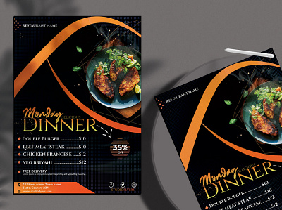 Dinner Menu Free PSD Flyer Template business dinner event flyer flyer design flyers food menu menu bar menu design restaurant restaurants