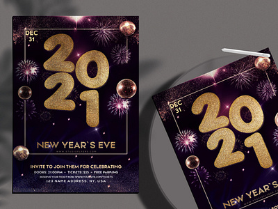 Happy 2021 New Year Eve Free PSD Flyer Template