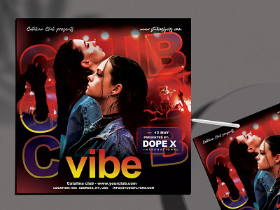 Club Vibe Flyer Free PSD Template club club flyer club night dj event flyer flyers freebie party summer party