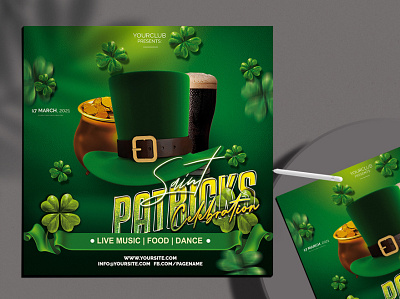 Saint Patricks Flyer Free PSD Template event flyer flyer design flyer template flyers free flyer freebie instagram party saint patricks day st patricks day