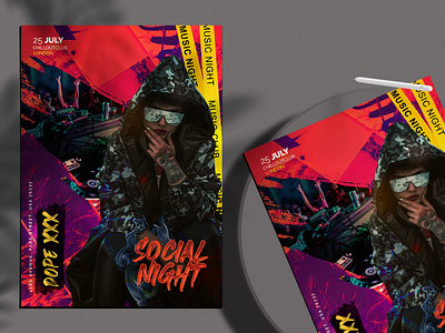 Social Night Event Flyer Free PSD Template