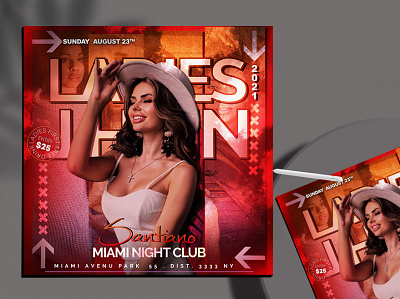 Miami Night Club Flyer Free PSD Template club club flyer club night dj event flyer flyer template flyers instagram instagram banner instagram post party