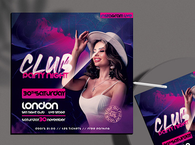 Club Party Night Flyer PSD Free Template club club flyer club night dj event flyer flyer design flyer designer flyers freebie graphicdesign party summer party