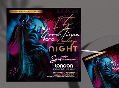 Ladies Night Only Event Flyer Free PSD Template club club flyer club night dj event flyer flyers freebie party summer party