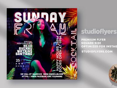 Sunday Friday Coctail Party Flyer PSD Template