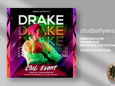 Dj Club Night Flyer PSD Template club club flyer club night dj event flyer flyer artwork flyer design flyers gradient gradient design instagram instagram post instagram template party summer party