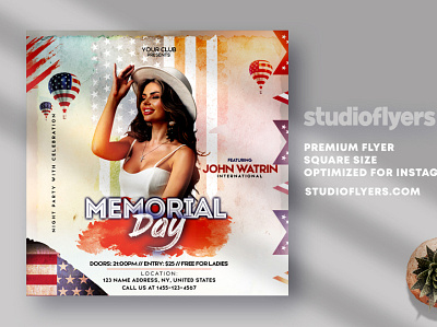 Memorial Day Party Flyer PSD Template celebration club club flyer club night dj event flyer flyer design flyers independence day flyer independenceday instagram memorial day memorial day flyer memorialday party