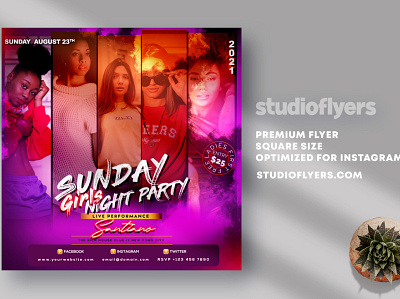 Sunday Girls Party Instagram Banner PSD club club flyer club night dj event flyer flyer design flyers instagram instagram banner party