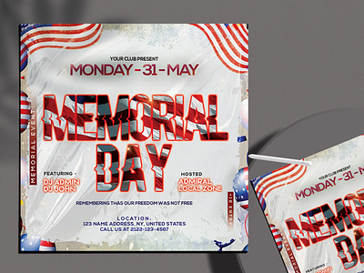 Memorial Day Party Flyer Free PSD Template