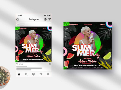 Summer Party Instagram Banner PSD Template