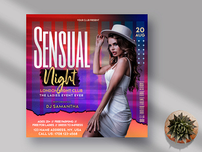 Sensual Night Ladies Event Instagram Banner PSD Template banner club club night dj event instagram party