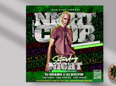 Saturday Club Night Instagram Banner PSD Template club flyer club night design dj event flyer flyers party