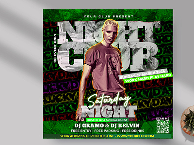 Saturday Club Night Instagram Banner PSD Template