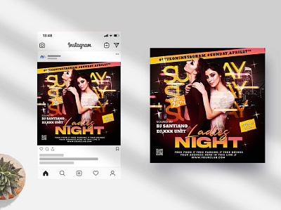 Sunday Ladies Night Instagram Banner PSD Template club flyer club night design dj event flyer flyers party