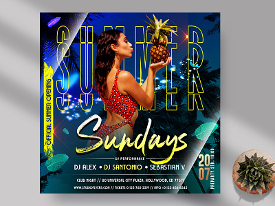 Summer Night Instagram Banner PSD Template bikini party club design dj event flyer flyers graphic design ladies party party summer summer event summer party sunset tropical