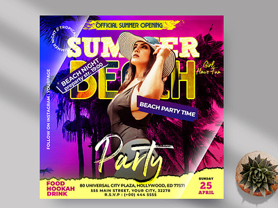 Summer Beach Night Instagram Banner PSD Template