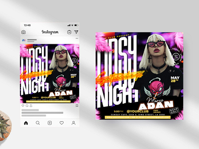 Tipsy Saturday Night Instagram PSD Template club flyer club night design dj event flyer flyers party