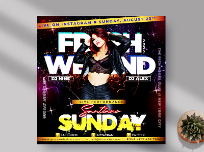 Sunday Weekend Night Instagram Banner (PSD) club flyer club night design dj event flyer flyers party
