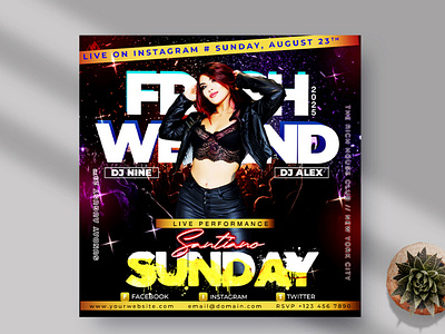 Sunday Weekend Night Instagram Banner (PSD)